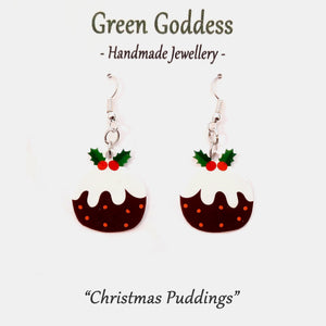 "Christmas Pudding" Dangle Earrings