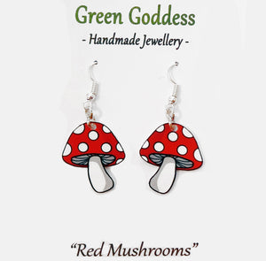 "Red Mushroom" Dangle Earrings