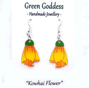 "Kowhai Flower" Dangle Earrings