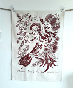 Flowers of Aotearoa Teatowel