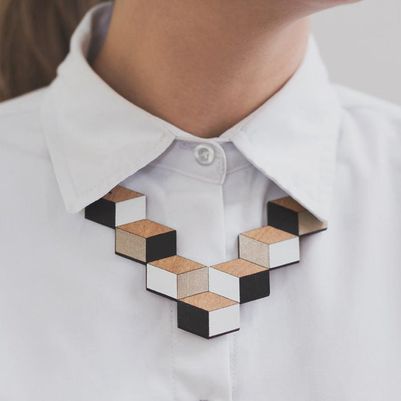 Reclaimed Rimu 3D Cube Necklace