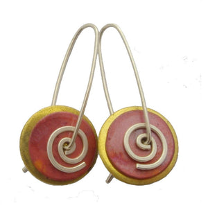 Brass & Copper Spiral Earrings